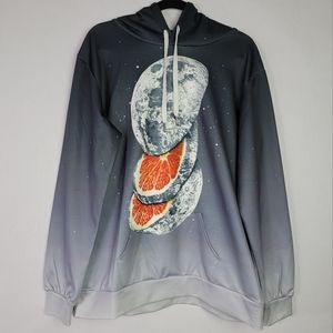 Chill Hoodies Orange Moon Hoodie Size XXL Space, Galaxy, Fruit, Jumper, Sweater